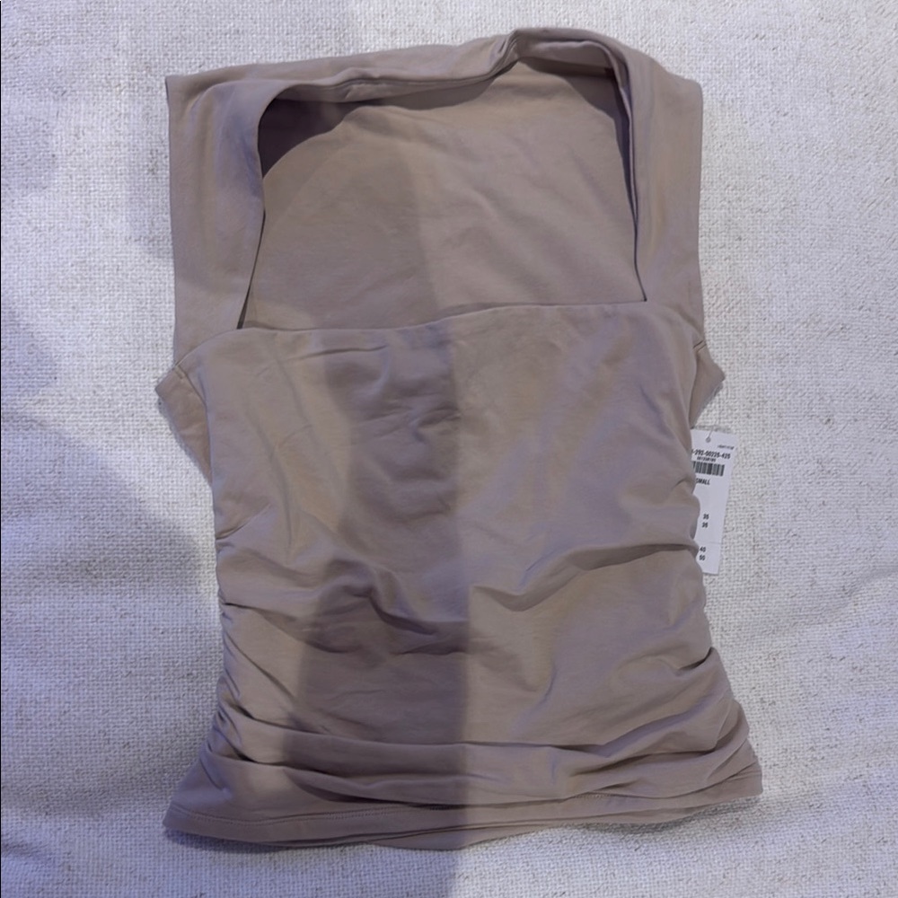 Abercrombie & Fitch Tan Ruched Sailor Collar Tank Top